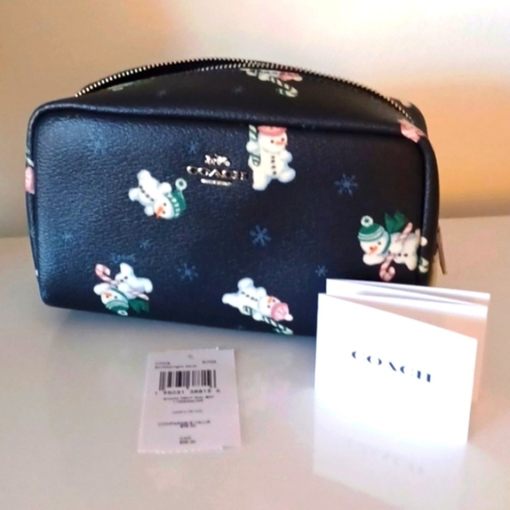 Coach Boxy Cosmetic Case With Snowman